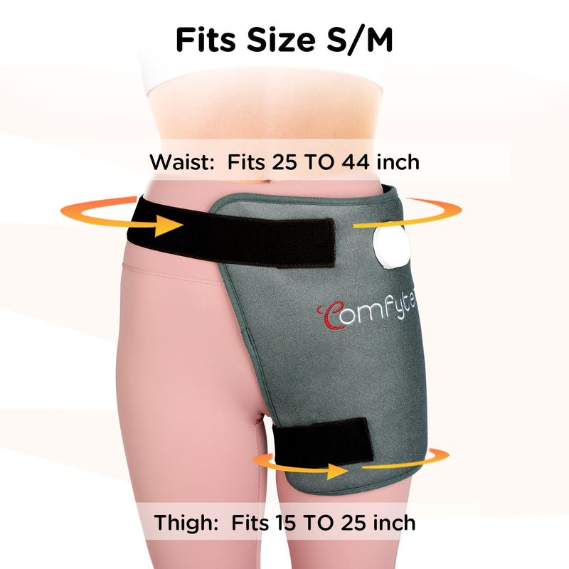 Comfytemp Hip Heating Pad Hip Brace, Electric Heat Pad, FSA Eligible, (S/M) | HSA Approved, Birthday Gifts for Mom Women Dad Men, Heating Pad for Lower Back, Legs, Thigh Buttock, Machine Washable, Grey Gray Medium