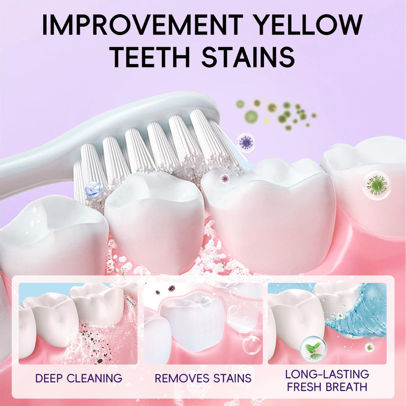 [Australia] - Teeth Whitening Powder Purple Teeth Whitening Kits Natural Tooth Powder Halloween Theme Favors Gifts Set Powder Toothpaste for Men Women Tooth Stain Removal 
