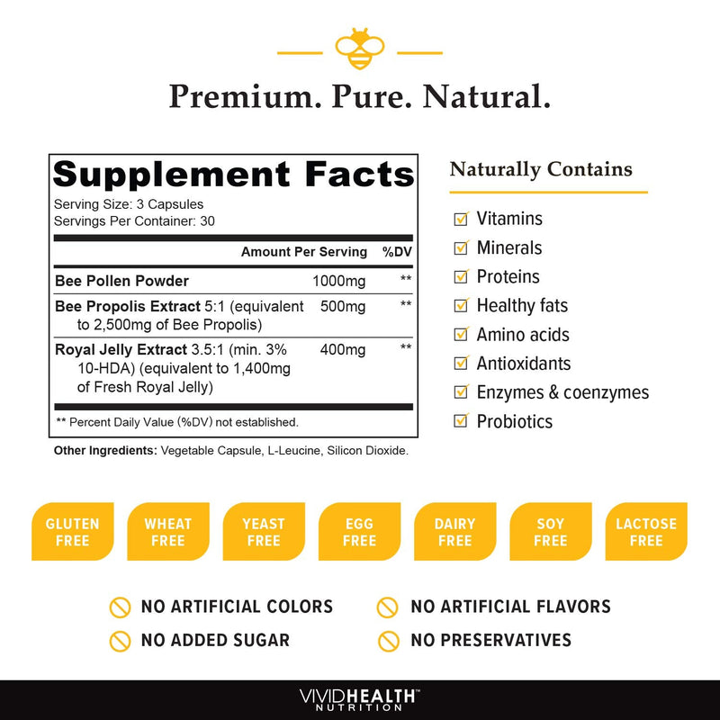 [Australia] - High Potency Royal Jelly and Bee Pollen Capsules, 90 Count 