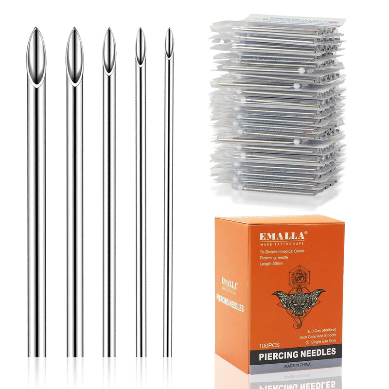 [Australia] - 100pcs Piercing Needles Mixed 12G 14G 16G 18G 20G Hollow Needles for All Piercings mix+100pcs 