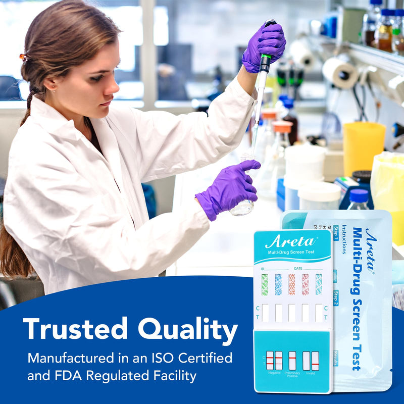Areta 5 Panel Urine Drug Test Kit, Multi Drug Screen Testing Kit, 5 Pack | Testing Marijuana(THC), Cocaine(COC), Opiates(OPI), AMP, BZO, at Home All Drugs Screening Tests Kit, ADTP-754 Pack of 1