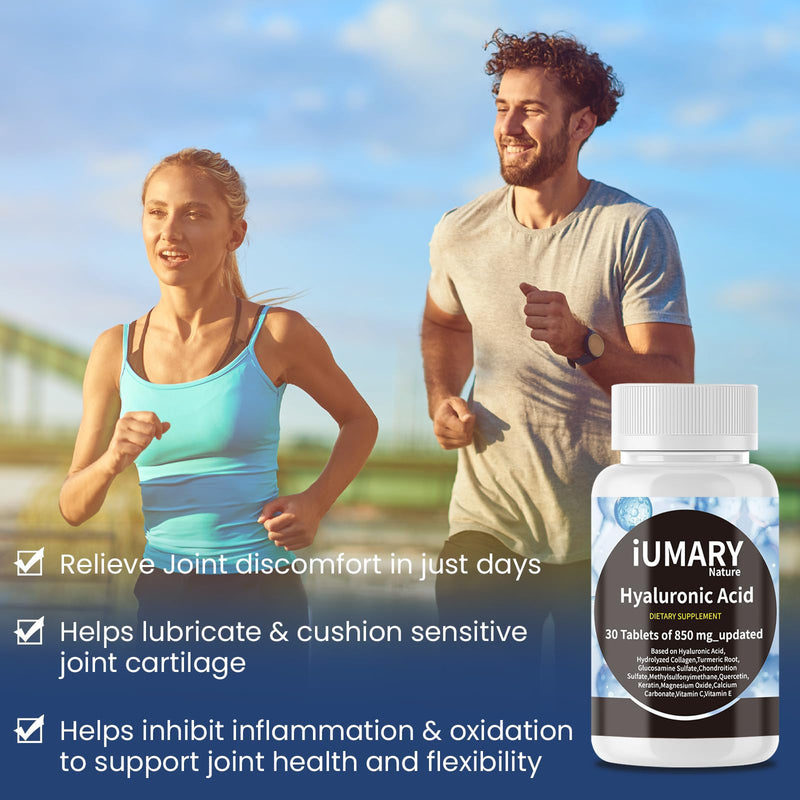 [Australia] - Hyaluronic Acid Supplements, 850mg High Bioavailable Dietary Hyaluronic Acid - Advanced Joint Support with Hydrolyzed Collagen, Turmeric, Glu-cosamine, MSM, Vitamin C ‚Äì 30 TabletsÔºàPack of 1Ôºâ 30 Count (Pack of 1) 