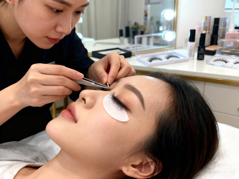 SHINING CROWN Tweezers for Eyelash Extension Straight and Curved 2PCS Set 03 Straight+Curved