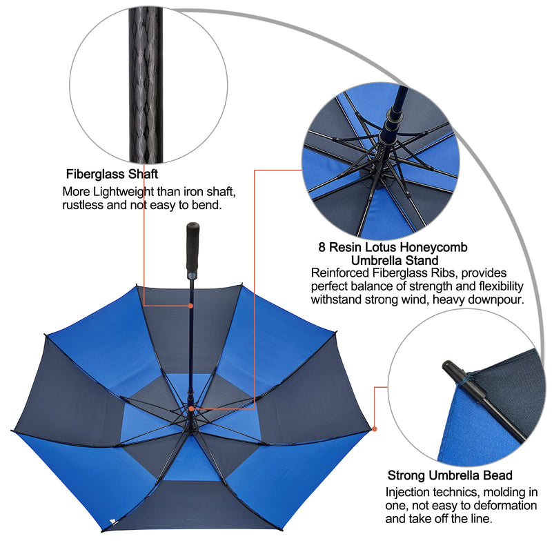 G4Free UPF 50+ UV Protection Sun Umbrella Double Layer and 62 Inch Automatic Open Golf Umbrella Extra Large Bundle