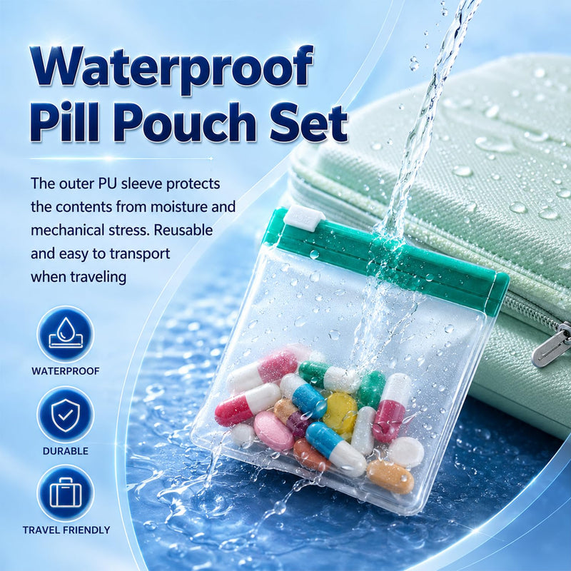 14 Packs Self Sealing Medicine Bags, Waterproof Travel Medicine Bag Set for Suitable for Repackaging and Storing Medicines, Vitamins and Supplements, Reusable Zipper Storage Bags for Daily Use