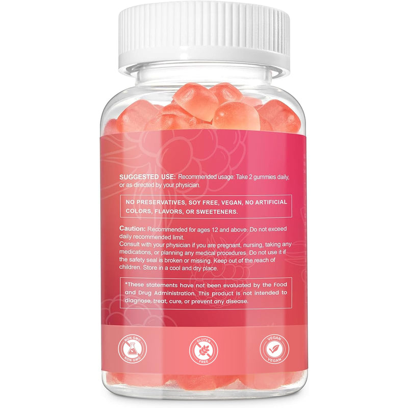 Biotin 10000mcg Keratin Collagen Gummies Hair Nail Vegan Raspberry 60 Count | For Women, Vegan, Vitamin C, Hair Nail Growth & Strengthener, Daily Supplements 60 Count (Pack of 1)