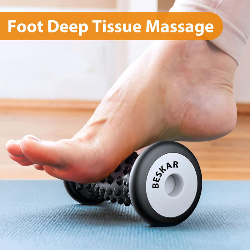 [Australia] - Foot Massage Roller for Relief Plantar Fasciitis, Foot Reflexology Tool Pressure Point Massage Roller, Deep Tissue Massage for Relieving Feet Arch Heel Pain, Myofascial Pain Syndrome Carbon Black 
