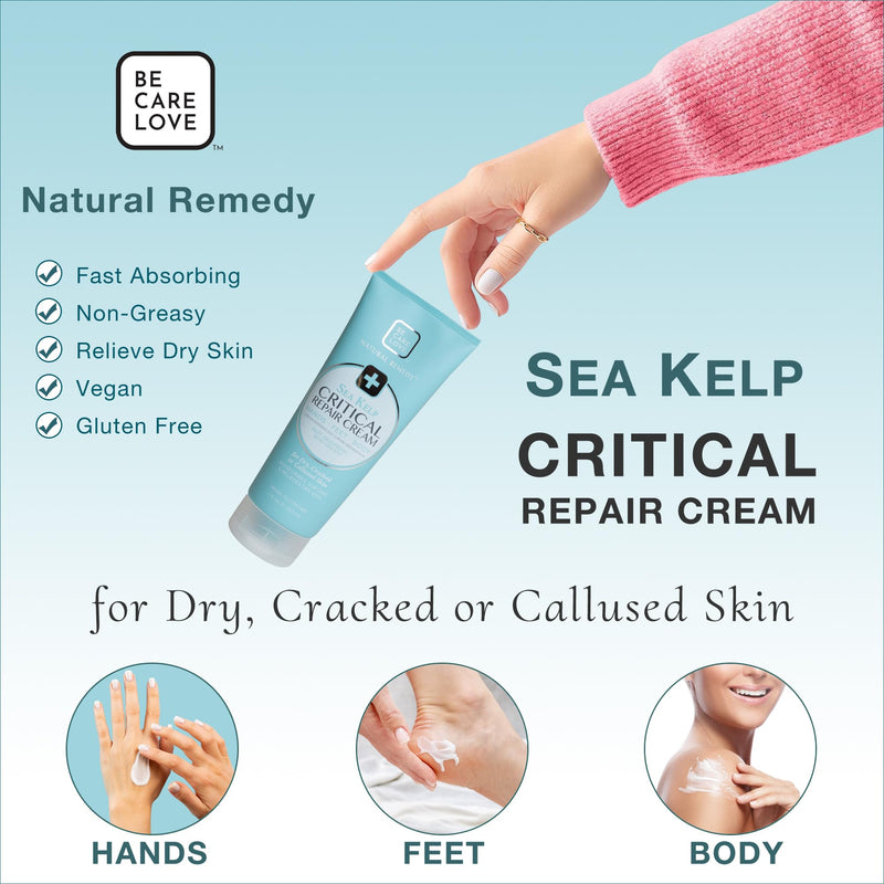 Be Care Love Critical Repair Working Hands Cream for Dry Cracked Hands, | Sea Kelp Hand Cream with Arnica, Shae Butter for hands, feet and body, skin care moisturizer, Made In USA, 7 fl oz 7 Fl Oz (Pack of 1)