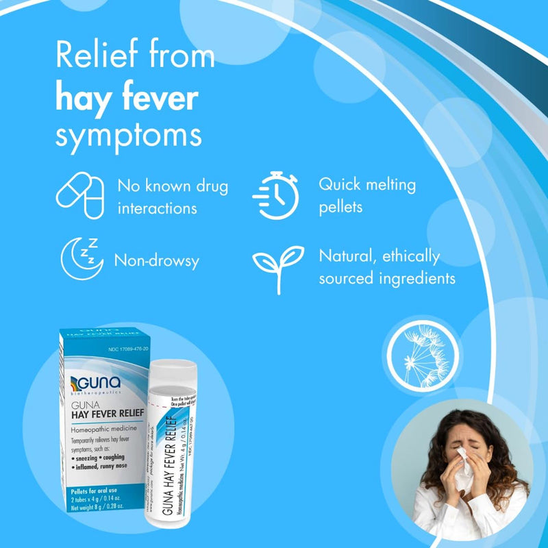 Guna Hay Fever Relief Homeopathic Medicine Allergy Symptom Relief - 2 Tubes