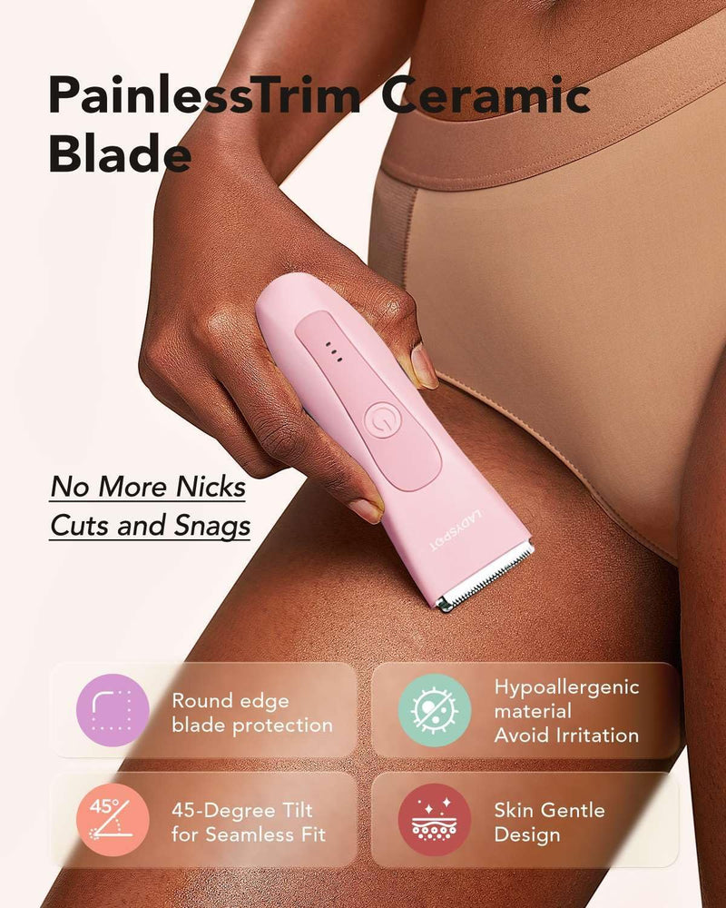 [Australia] - Intimate razor for women, women's electric razor, women's razor with 3 protection devices and replaceable ceramic blade heads, LADYSPOT™ razor women's intimate area women's care set sets (pink) pink 
