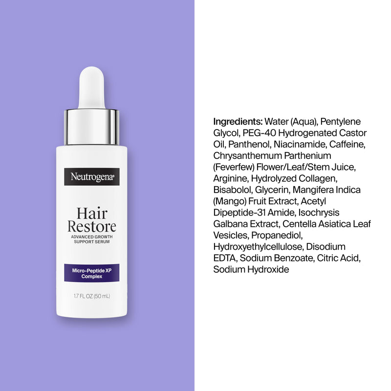 Neutrogena Hair Restore Advanced Growth Support Serum, 1.7 fl. oz | Hair & Scalp Treatment with Micro-Peptide XP Complex, Revitalizes Roots