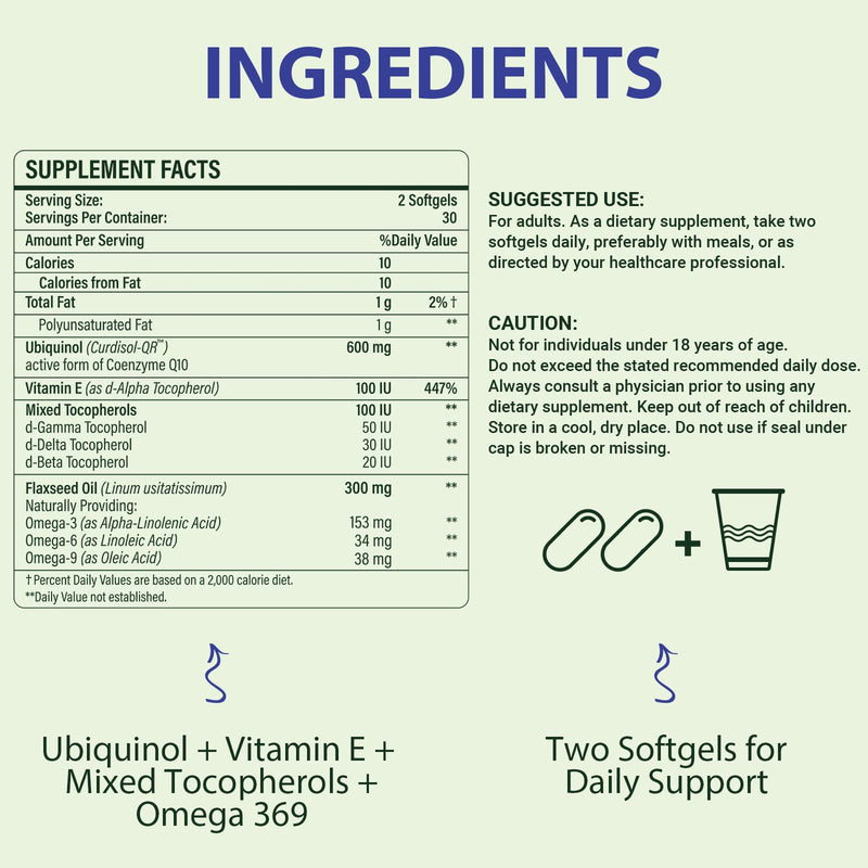 [Australia] - CoQ10 600mg Softgels | High Absorption CoQ10 Ubiquinol Supplement | Reduced Form Enhanced with Vitamin E & Omega 3 6 9 | Antioxidant Powerhouse Good for Health | 60 Softgels Yellow 60 Count (Pack of 1) 