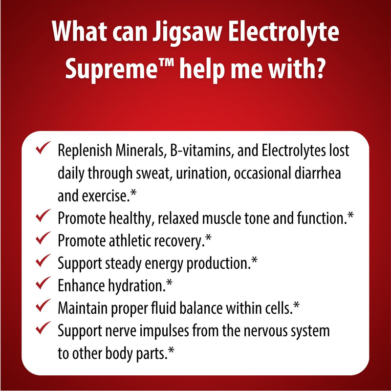 Jigsaw Health Electrolyte Supreme | Broad Spectrum of Electrolytes + Trace Minerals | Fruit Punch Flavor | 60 Servings (Packets)