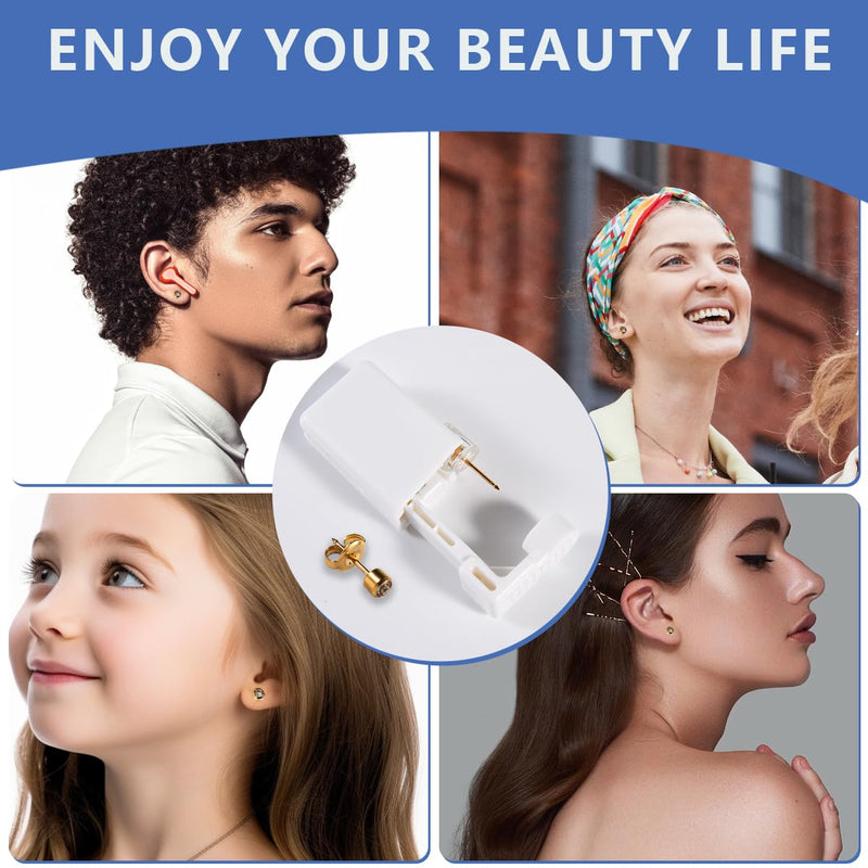 [Australia] - Ear Piercing Gun, 2 Pcs Disposable Sterile Ear Nose Piercing Kit Safety Tool With Ear Stud Piercing Kit (Gold) 