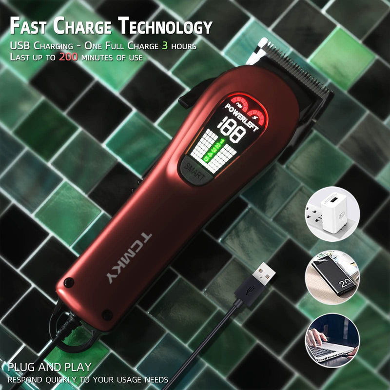 [Australia] - Hair Clippers for Men Professional Clippers for Men Cordless&Corded Barber Clippers for Hair Cutting & Grooming. Rechargeable Hair Trimmer Kit for Household (Red) Red 
