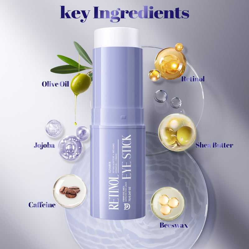 [Australia] - Retinol Eye Stick, Under Eye Balm for Dark Circles and Puffiness, Anti Aging Caffeine Cream Reduces Fine Lines, Wrinkles Moisturizer Stick (0.24oz/7g) 