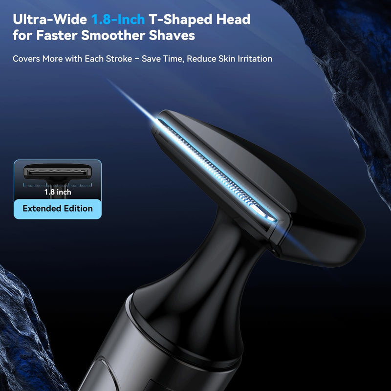[Australia] - 2025 Upgraded Back Shaver for Men, LED Display Mens Back Shaver with Travel Case, Rechargeable with Long Handle, Safety Lock, IPX7, Multi-Functional Back Trimmer for Men,(Ash Gray) 