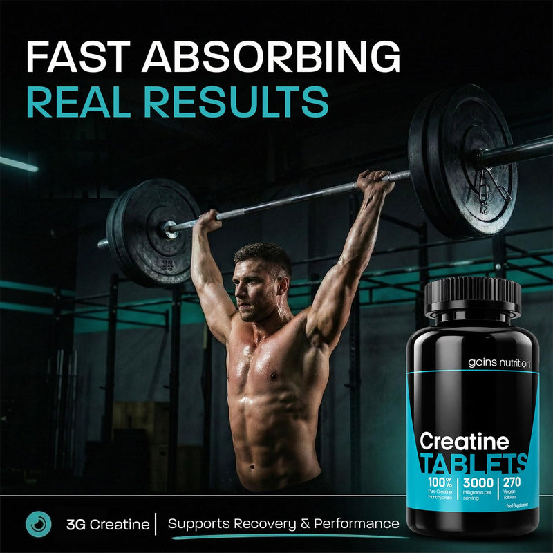 GN Creatine Tablets | 270 Creatine Monohydrate Tablets for Men & Women | High Strength 3000mg Monohydrate Per Serving | Non-GMO & Gluten Free