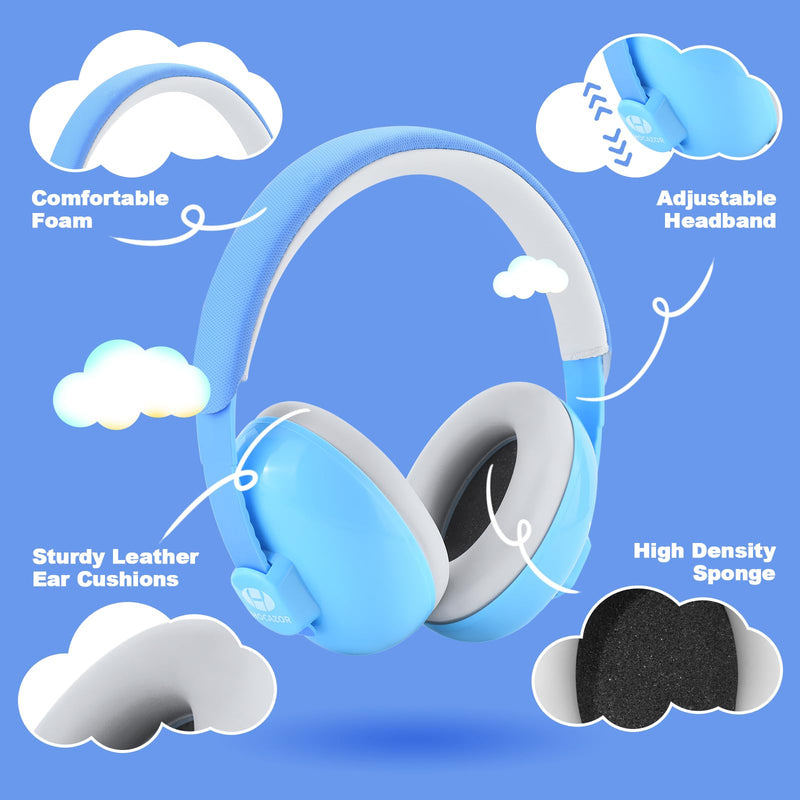 [Australia] - HZ002 Baby Ear Protection, Noise Cancelling Headphones for Babies and Toddler 3 Months up to 24 Months, Baby Earmuffs for Fireworks, Sleeping, Concerts, Plane - Blue 