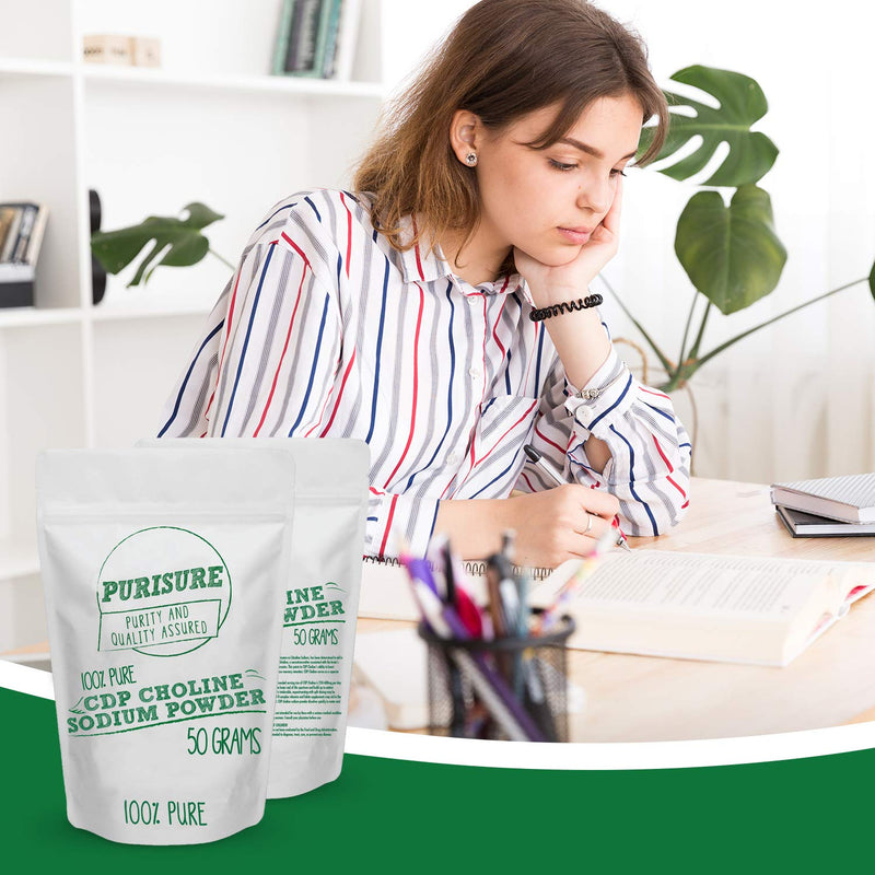 [Australia] - CDP Choline Powder, 50g, CDP Choline Supplements That Support Attention, Focus, and Energy, Citicoline Powder for Cognitive Function, Increases Motivation and Productivity, 200 Servings 200 Servings (Pack of 1) 