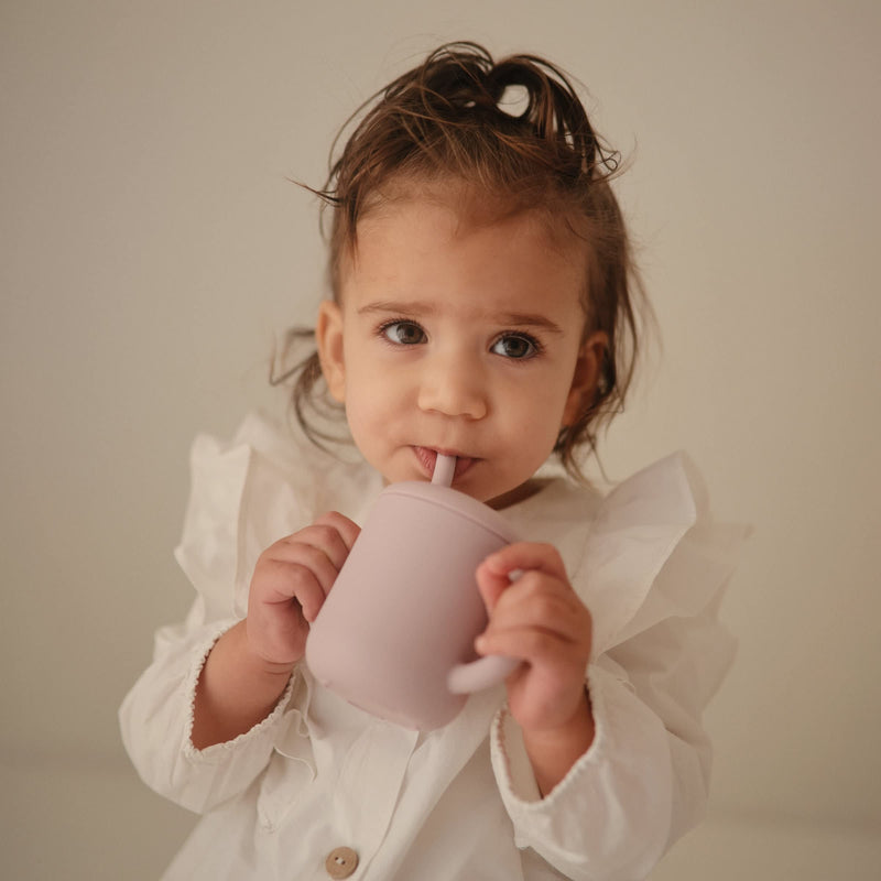 [Australia] - mushie 100% Silicone Training Cup & Straw for Toddlers | 6 Months+ (Soft Lilac) Soft Lilac 