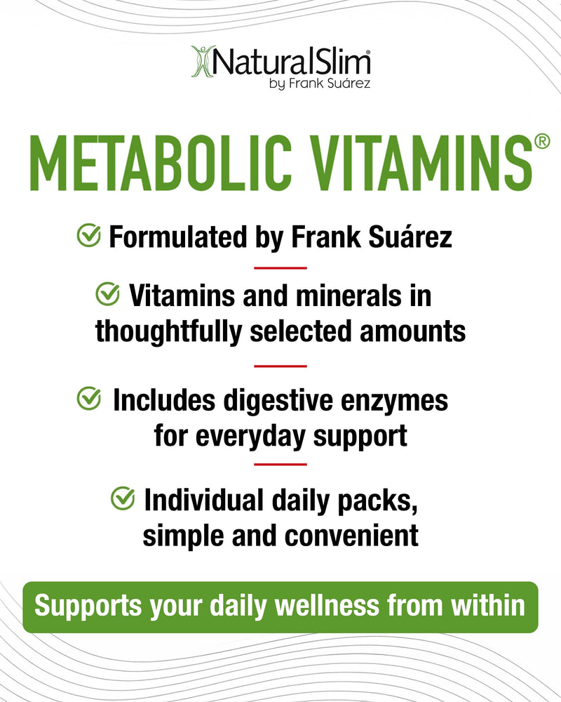 NaturalSlim Metabolic Vitamins, Multivitamin for Women and Men, 1 Pack | Multivitamin for Women and Men, Supports Energy, Metabolism and Nutrient Absorption, Digestive Enzymes, 30 Daily Packs Each 30 Count (Pack of 1)