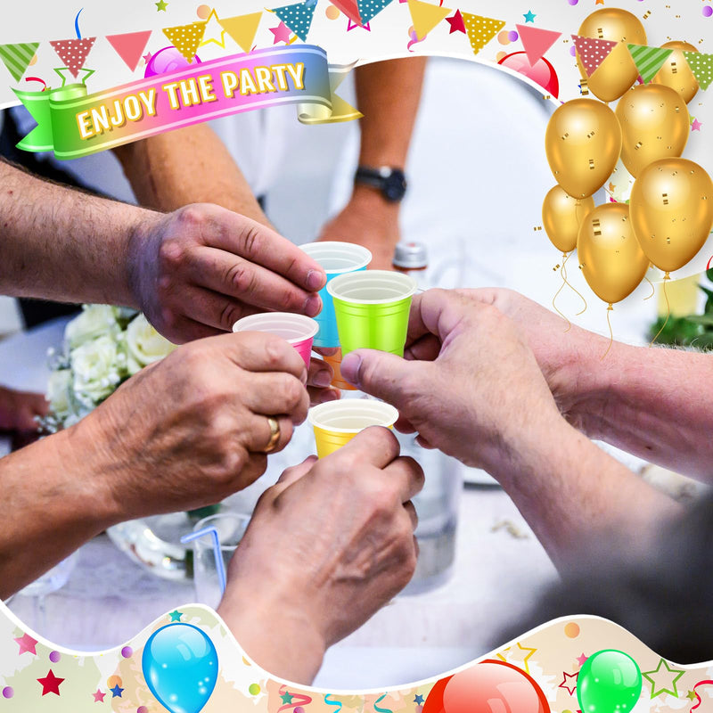 [Australia] - 100 Pack 2 oz Plastic Shot Cups,Mini Disposable Shot Glasses 2 oz Small Plastic Cups for Wedding, Graduation Party, Beer Taste Serving, Snacks(Multi Colors) Multi Colors 