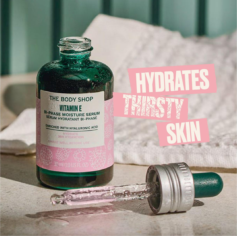 The Body Shop Vitamin E Bi-Phrase Serum - Hydration - For All Skin -1 Fl Oz | Bi-phase serum with hyaluronic acid hydrates up to 30h, leaving skin soft, plump and supple without greasy feel
