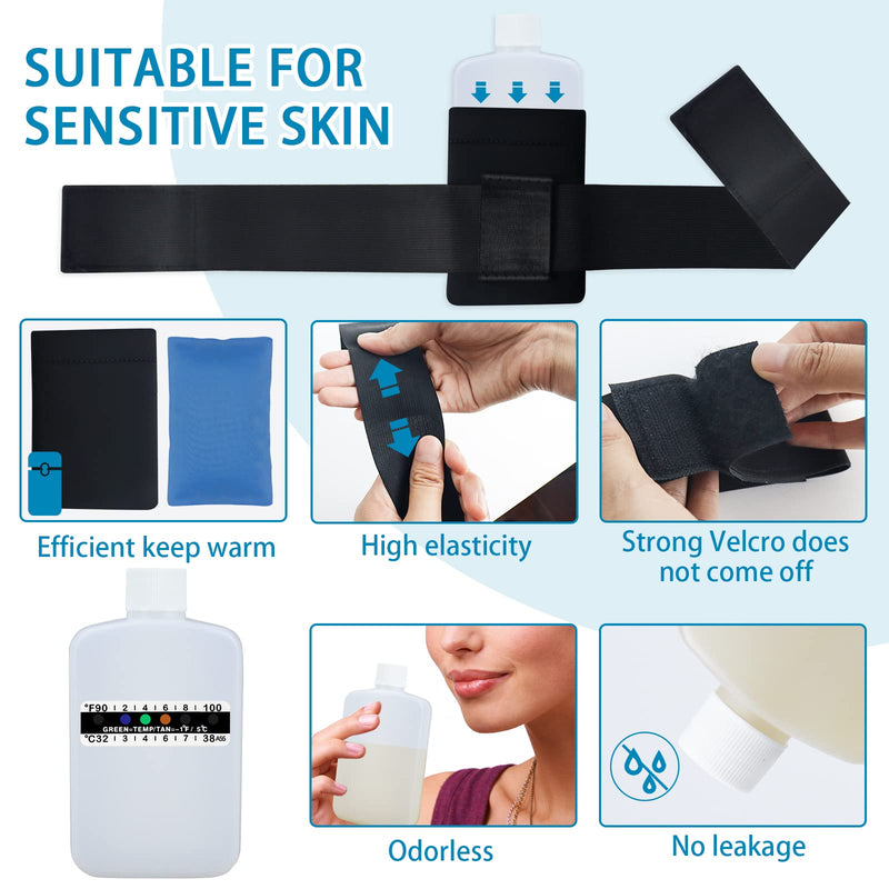 14 Pcs Urine Test Complete Kit Includes 2 White Portable Empty Bottles, Thermal Preservation Gel Bag, 10 Adhesive Temperature Test Strips, Neoprene Bag and Hi-Stretch Hidden Leg Straps, Urine Bottle Insulation Bag