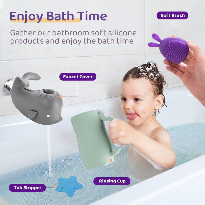 [Australia] - Deluxe Baby Bath Brush 3-Set | Skin-Invigorating Silicone Scrubbers | Multi-Functional Exfoliator for Baby Eczema & Dry Skin Care 