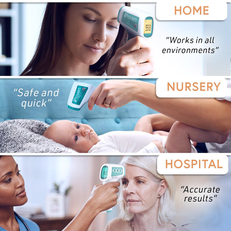 [Australia] - Infrared Forehead Thermometer for Adults and Infants, FSA HSA Eligible, Touchless iProven Thermometer, 1sec Instant Accurate Readings, 3 in 1 Thermometer with Fever Alarm, Silent & Memory Mode Green 
