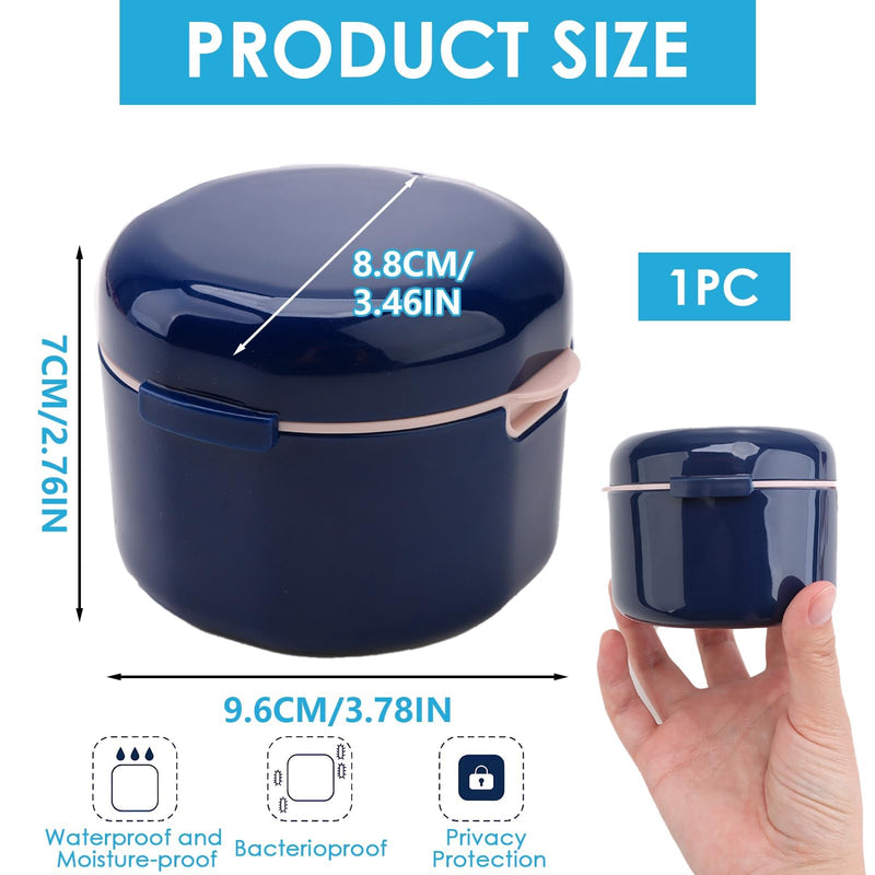 [Australia] - Braces box with strainer, portable denture box cover in blue, double layer hollow drain, effective cleaning box for orthodontic brackets 