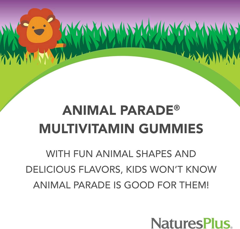 NaturesPlus Animal Parade Kids Gummies - All Natural Gummies Multivitamin for Children - Gluten Free, Vegetarian, Non GMO - 90 Gummies