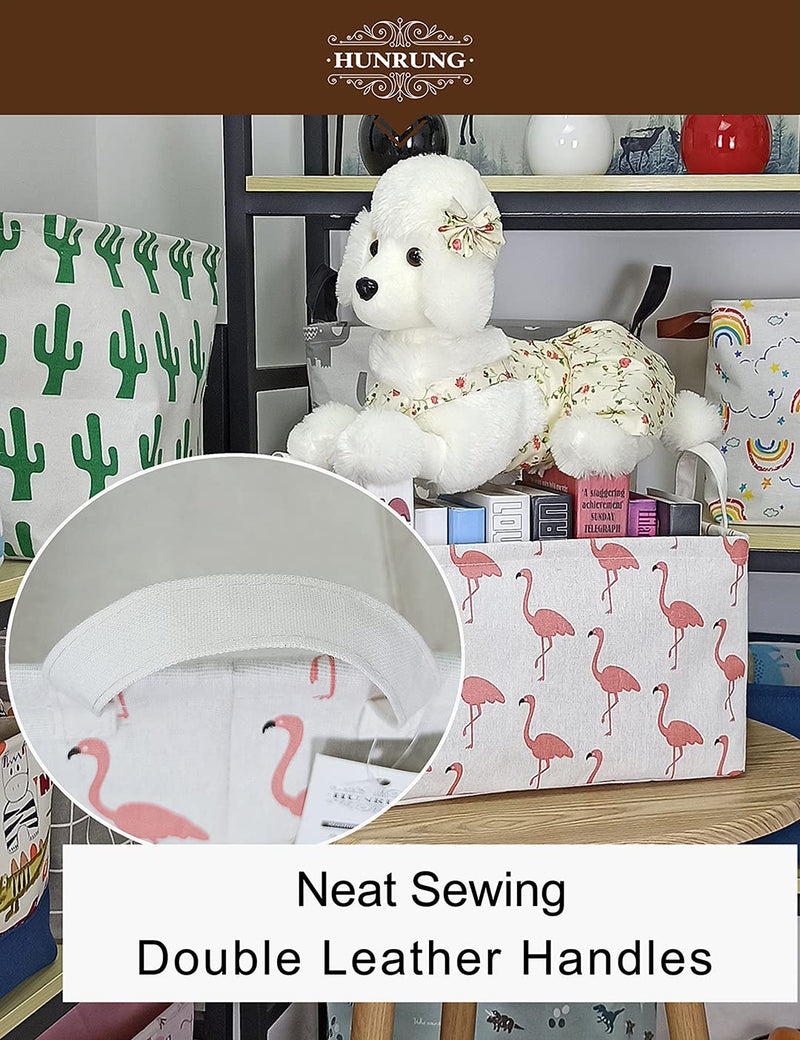 [Australia] - HUNRUNG Rectangle Storage Basket Cute Canvas Organizer Bin for Pet/Children Toys, Books, Clothes Perfect for Rooms/Playroom(Rectangle Flamingo) Rectangle Flamingo 