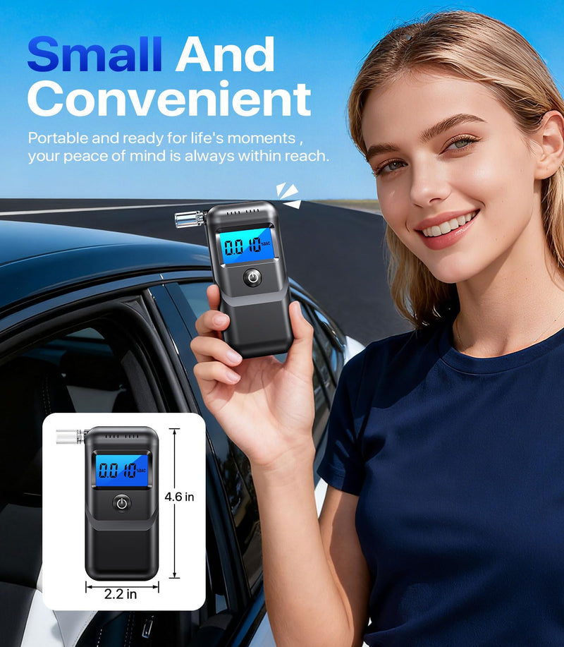 Breathalyzer, 2026 Breathalyzers for Alcohol with LCD Digital Display Personal Portable Alcohol Breathalyzer Testerfor Home and Party Use (Includes 10 Mouthpieces)