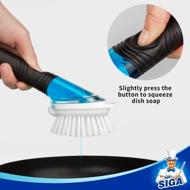 [Australia] - MR.SIGA Soap Dispensing Dish Brush Refills, 4 Pack White 