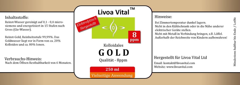[Australia] - Colloidal gold 8ppm/250ml - with free spray spray bottle - best quality thanks to special process - highest possible purity level of 99.99% 250 ml (pack of 1) 