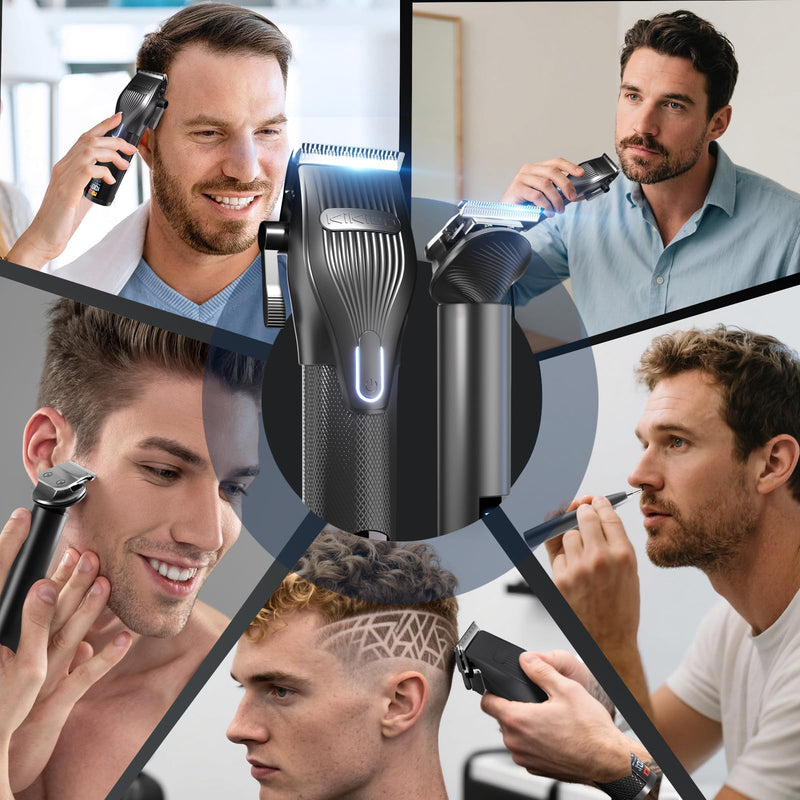 [Australia] - Hair Clippers for Men, Professional Cordless Hair Cutting and Trimmers Set with 7500RPM Powerful Motor & LCD Display, Mutil Function Mens Electric Hair Grooming Shaver Kit for Nose, Face, Body, Beard Black 