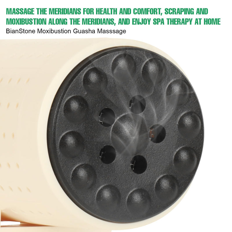 Gua Sha Moxibustion Massage Tool for Body, Portable Multi-Angle Adjustable Bian Stone Moxibustion Stick for Warming Massage Relaxation, Home/Travel/Outdoor Use (Come with 2 Set Moxa Sticks)