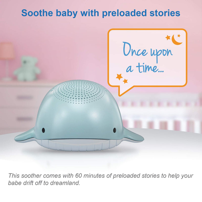 [Australia] - VTech Communications BC8312 Wyatt The Whale Storytelling Baby Sleep Soother with a White Noise Sound Machine Featuring; 10 Stories, 10 Ambient Sounds & 10 Calming Melodies with Glow-on-Ceiling 