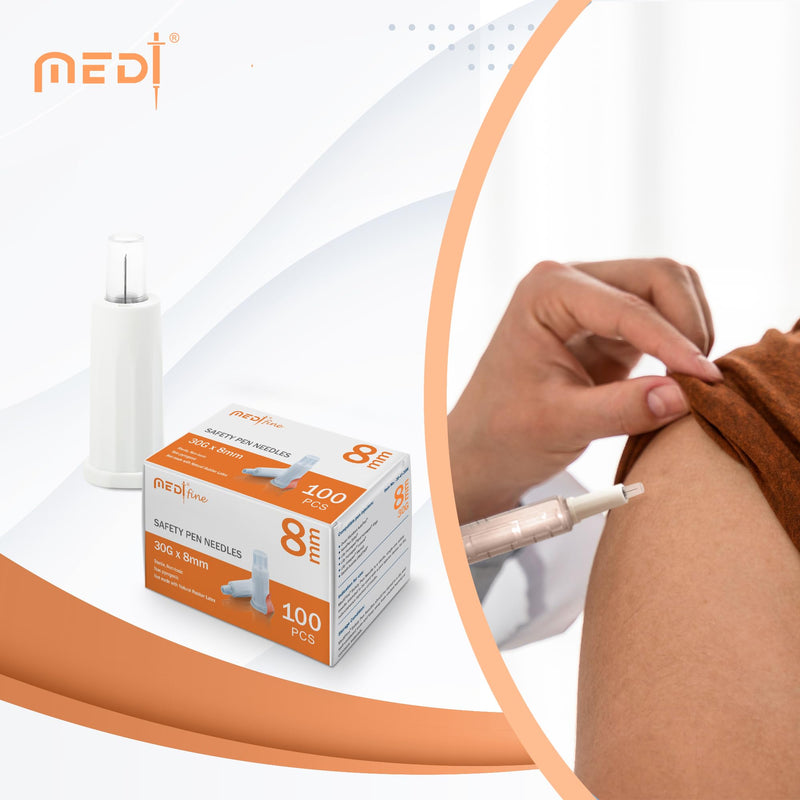 [Australia] - Fine Safety Pen Needles (30G 8mm) - Diabetic Needles for Insulin Injections, Ultra Fine Compatible with Most Diabetes Pens, Gamma Sterilized - 100 Ct, Pack of 1 Old Box - 100 Count (Pack of 1) Orange - 30 Gauge 8mm 