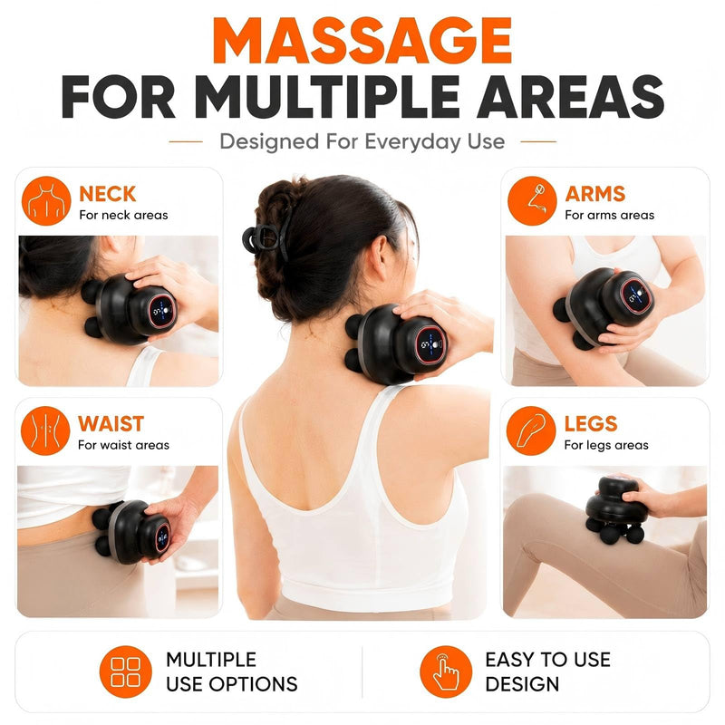 Massage Gun – Electric Body Massager with 4 Heads, Handheld Percussion Muscle Massager, Deep Tissue Back Massager for Muscle Relaxation, Powerful Full Body Electric Massager Tool for Men and Women