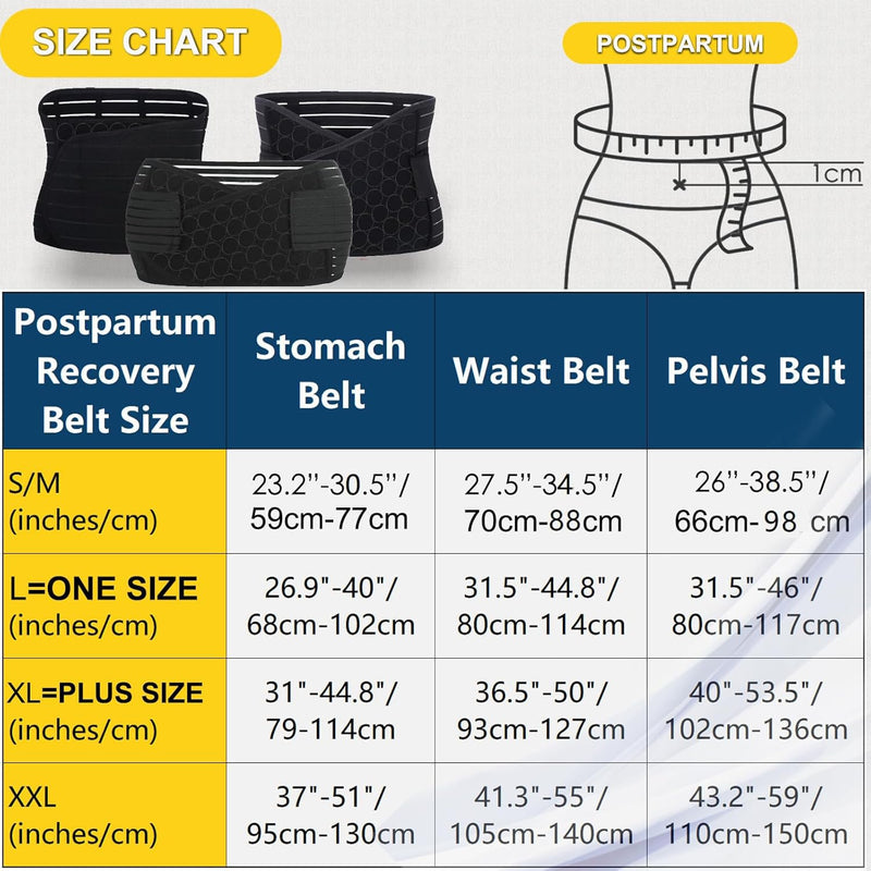 [Australia] - 3 in 1 Postpartum Belly Band - Postpartum Belly Support Recovery Wrap, After Birth Brace, Slimming Girdles, Body Shaper Waist Shapewear, Post Surgery Pregnancy Belly Support Band (S/M, Black) S/M 