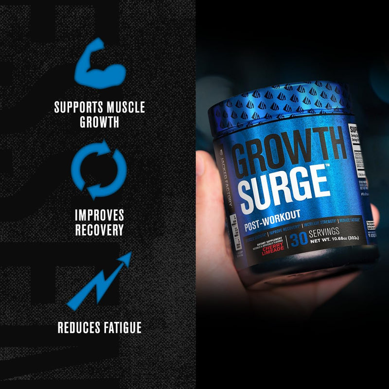 [Australia] - Jacked Factory Growth Surge Creatine Post Workout w/L-Carnitine - Daily Muscle Builder & Recovery Supplement with Creatine Monohydrate, Betaine, L-Carnitine L-Tartrate - 30 Servings, Blue Raspberry 30 Servings (Pack of 1) 