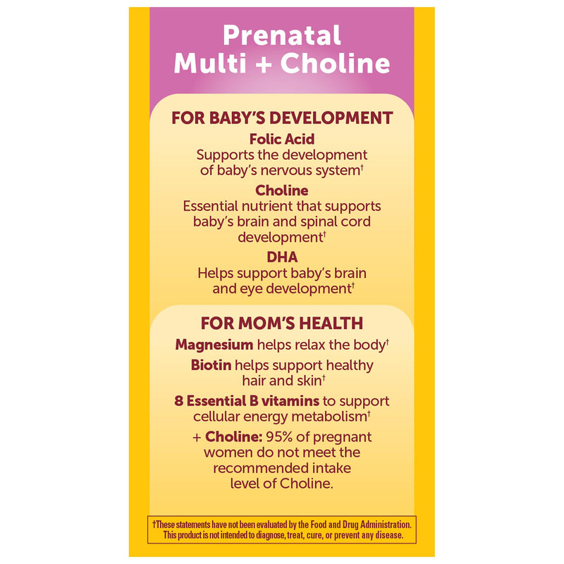 [Australia] - Nature Made Prenatal Vitamin Softgels + Choline Capsules, Folic Acid + DHA + Choline, 60 Prenatal Vitamins for Women, 60 Choline Supplements Capsules, 60 Day Supply 
