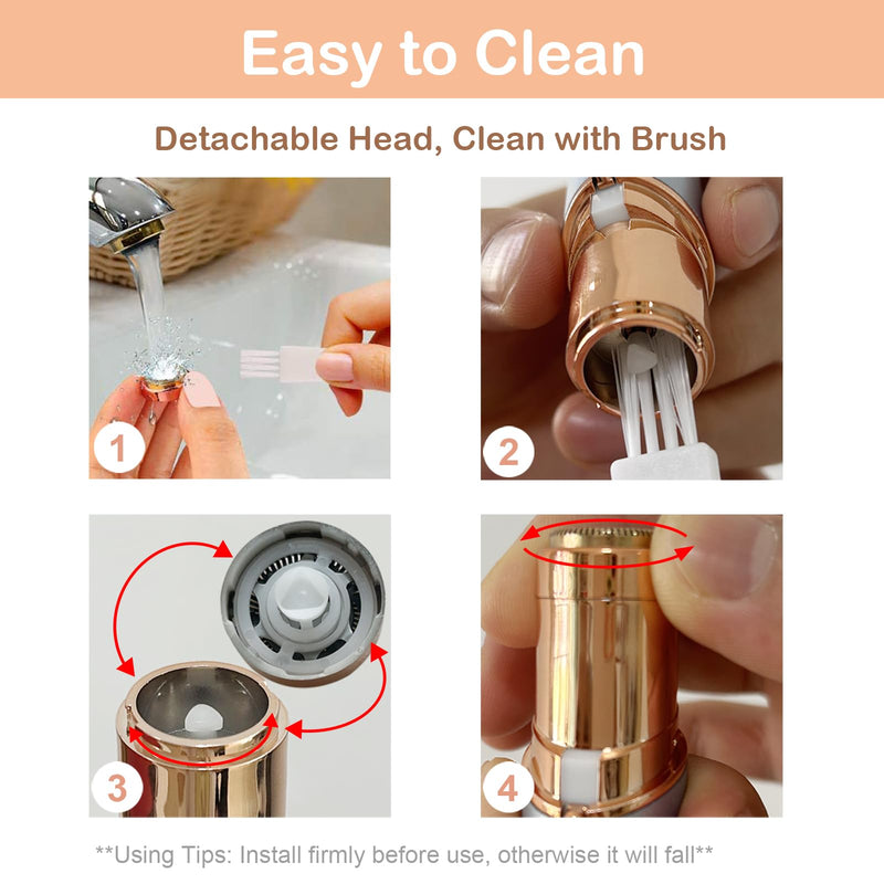 [Australia] - Facial Hair Removal Eyebrow Trimmer - Facial Shaver Device 2 in 1 Remover for Face Peach Fuzz Eyebrow Nose Ear Hair Chin Lips Armpit with LED Light Rechargeable for Women Men Travel Size (White) White 