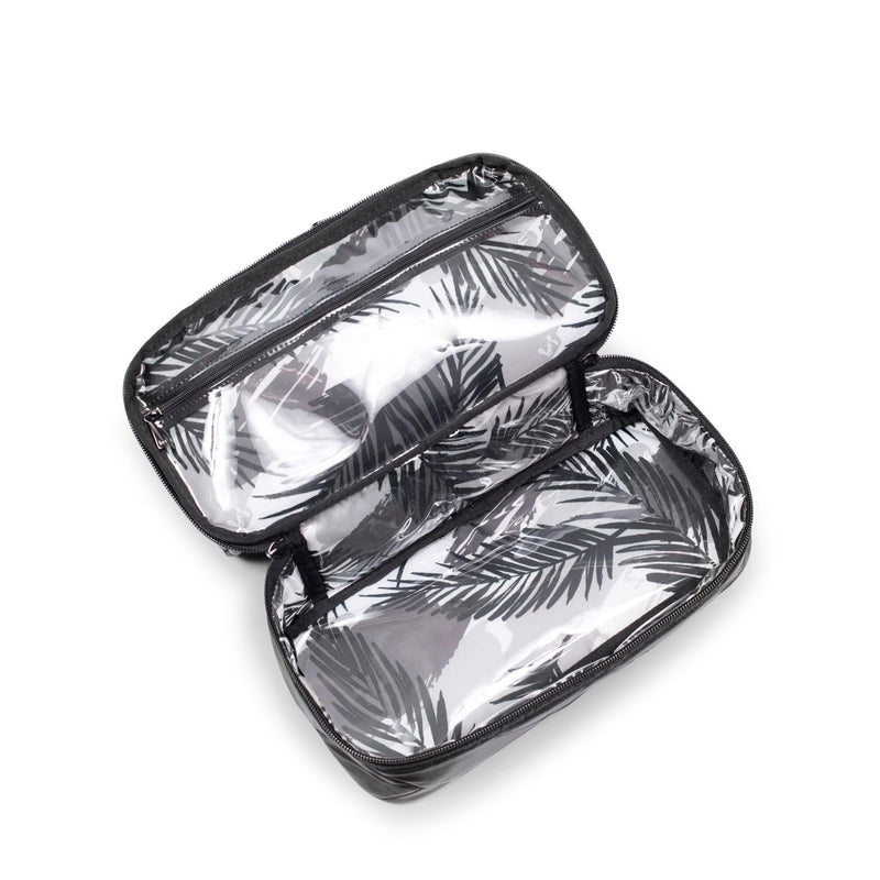 Lug Stowaway Cosmetic Case, NAVY NAUTICAL - Spacious Travel Toiletry Bag with Wipeable Bottom and Exterior Pockets