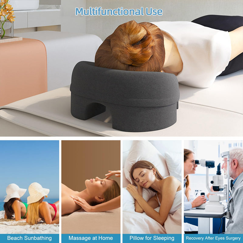 [Australia] - Face Down Pillow, Massage Headrest Pillows for Bed,Face Cradle, BBL Pillow Used for Recovery After Eye Surgery, Stomach Sleepers,with Machine Washable Cover (Dark Grey) Dark Grey 