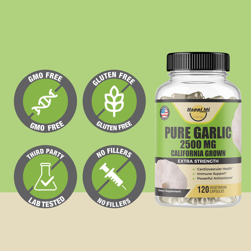 [Australia] - Garlic Capsules 2500mg - Made with Organic Garlic Bulbs, California US Grown - Natural Immune Support Supplement 40 Day Supply 