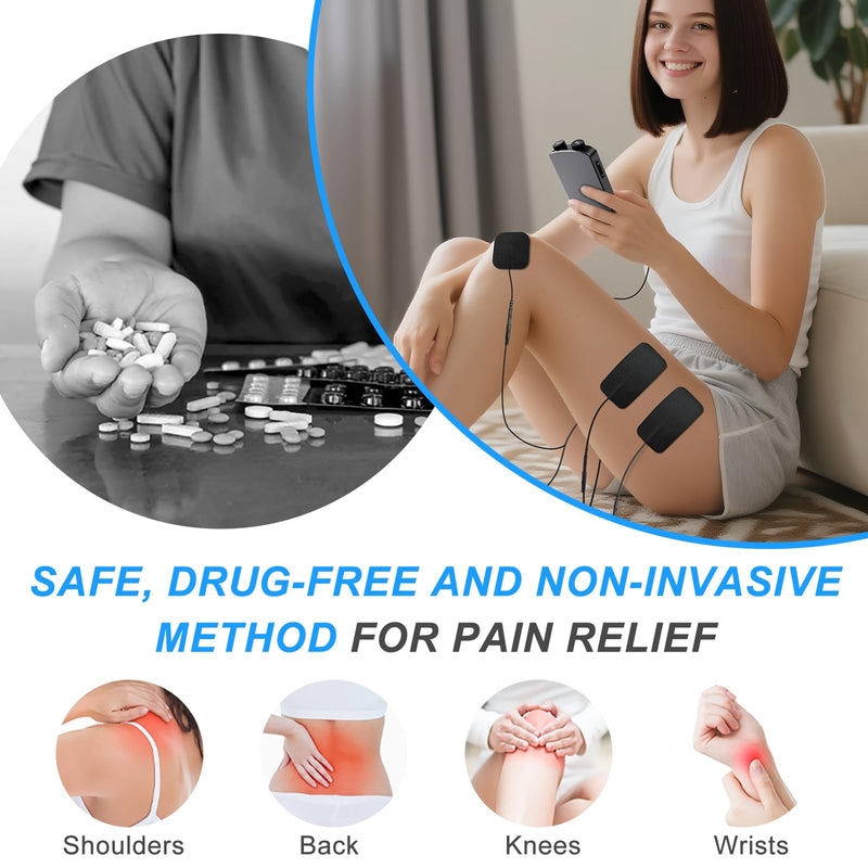[Australia] - TENS EMS Unit Muscle Stimulator for Pain Relief Therapy - 4 in 1 D.I.Y & TENS & EMS & Relax-Pulse Muscle Massager 36 Modes with 10 Electrode Pads, Storage with Storage Holder & Case, Carry with Clip White 